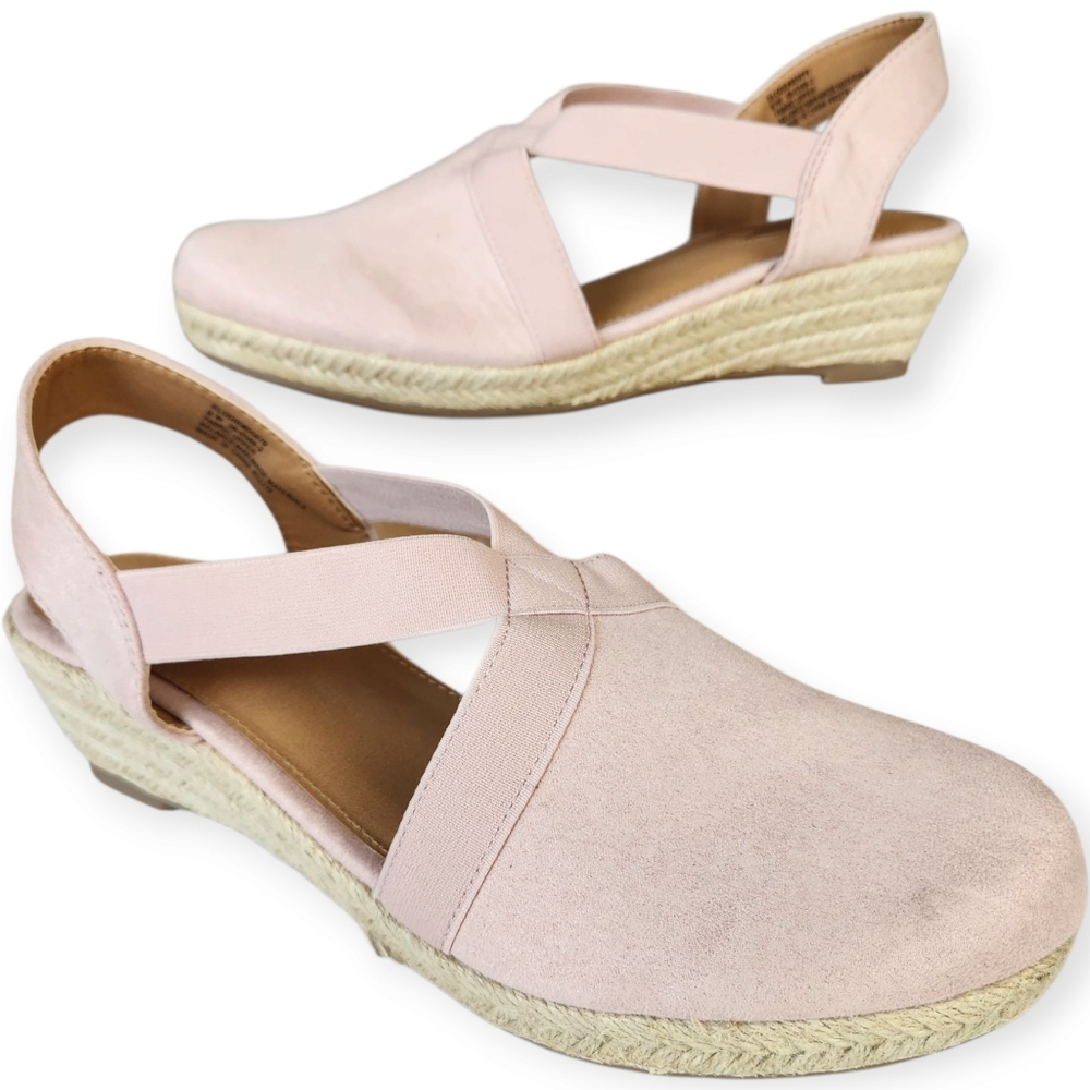 Comfortview Pastel Pink Wide Width The Elodie Espadrille Sandals Size 9W
